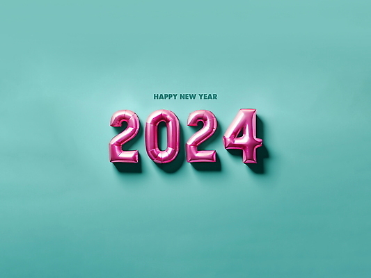 PSD 편집이미지 새해 사람없음 숫자 보라색 디지털합성 해피뉴이어 풍선 민트색 편집소스 2024년 갑진년 이미지편집 문자 컬러 새해인사 연도 파일형식