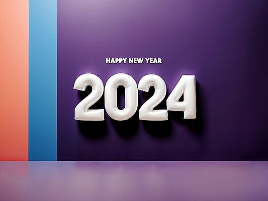 PSD 편집이미지 새해 사람없음 숫자 보라색 디지털합성 해피뉴이어 풍선 편집소스 2024년 갑진년 이미지편집 문자 컬러 새해인사 연도 파일형식