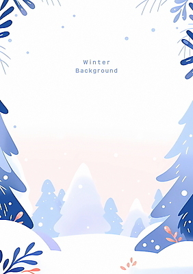 PSD 나무 포스터 백그라운드 잎 일러스트 풍경 사람없음 설원 흰색 풀 겨울풍경 국내일러스트 식물 컬러 겨울 눈_날씨 파일형식