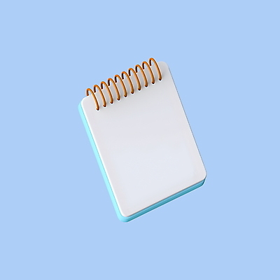 PSD 아이콘 교육 학용품 사람없음 3D아이콘 3D 흰색 메모지 스프링노트 컬러 문구용품 사무용품 공책 디지털합성 파일형식