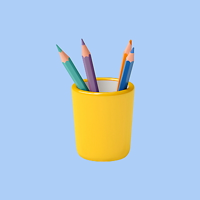 PSD 아이콘 교육 학용품 색연필 사람없음 3D아이콘 3D 연필꽂이 문구용품 디지털합성 파일형식