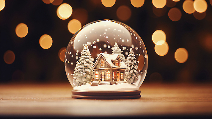 JPG 나무 편집이미지 크리스마스 겨울 주택 사람없음 눈 보케 스노글로브 편집실사 AI포토 AI콘텐츠 자연요소 식물 계절 기념일 날씨 건물 장식 CG 파일형식