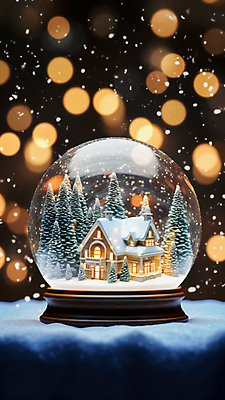 JPG 나무 편집이미지 크리스마스 겨울 주택 사람없음 눈 보케 스노글로브 눈내림 편집실사 AI포토 AI콘텐츠 자연요소 식물 계절 기념일 날씨 눈_날씨 건물 장식 CG 파일형식