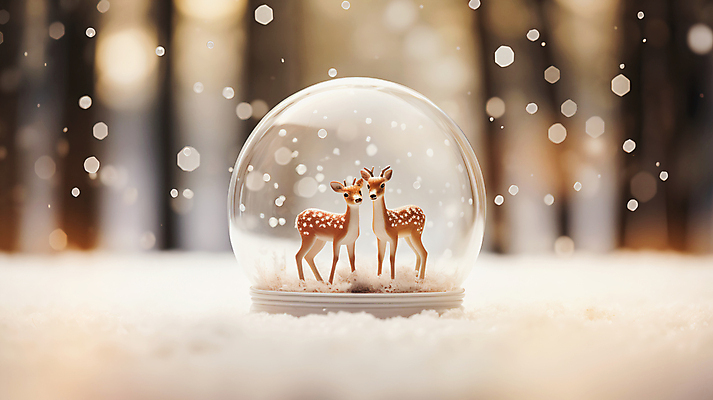 JPG 편집이미지 크리스마스 겨울 사슴 사람없음 눈 보케 스노글로브 편집실사 AI포토 AI콘텐츠 자연요소 계절 기념일 포유류 날씨 장식 CG 파일형식