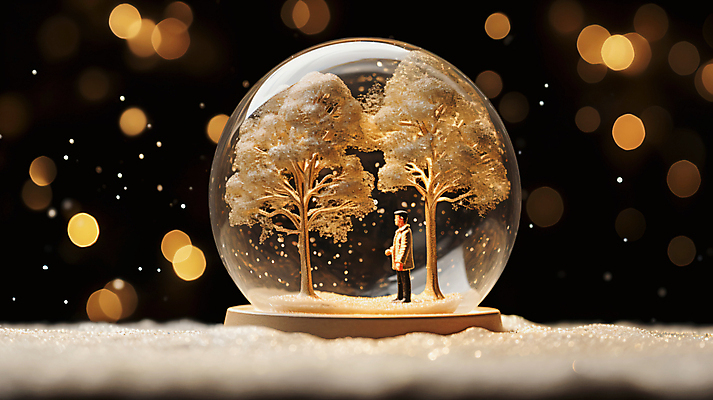 JPG 나무 편집이미지 남자 크리스마스 겨울 한명 성인 눈 보케 스노글로브 눈내림 성인남자한명만 편집실사 AI포토 AI콘텐츠 자연요소 식물 1 계절 기념일 날씨 눈_날씨 사람 장식 CG 남자한명만 성인남자만 파일형식