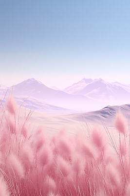JPG 편집이미지 분홍색 백그라운드 하늘 산 풍경 근접촬영 사람없음 가을 팜파스그라스 편집실사 AI포토 AI콘텐츠 식물 계절 뷰포인트 컬러 CG 파일형식