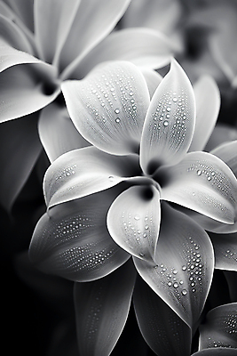 JPG 식물 편집이미지 잎 표면 흑백 근접촬영 사람없음 물방울 질감 편집실사 AI컴퓨터그래픽 AI콘텐츠 뷰포인트 촬영기법 CG 파일형식