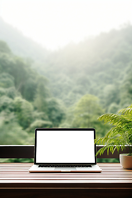 JPG 편집이미지 화분 탁자 휴가 휴식 사람없음 노트북 업무 숲 디지털노마드 워라밸 워케이션 편집실사 AI포토 AI콘텐츠 가구 컨셉 비즈니스 정보기술 전자제품 작업 CG 신조어 파일형식