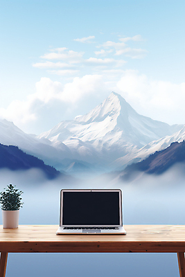 JPG 편집이미지 화분 탁자 휴가 휴식 산 사람없음 안개 업무 디지털노마드 워라밸 구름운 워케이션 편집실사 AI포토 AI콘텐츠 가구 컨셉 비즈니스 날씨 정보기술 한자 작업 CG 신조어 파일형식