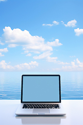 JPG 구름 편집이미지 바다 하늘 휴가 휴식 사람없음 노트북 업무 디지털노마드 워라밸 워케이션 편집실사 AI포토 AI콘텐츠 자연요소 컨셉 비즈니스 정보기술 전자제품 작업 CG 신조어 파일형식