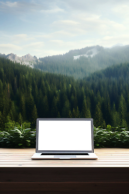 JPG 편집이미지 탁자 휴가 휴식 산 사람없음 노트북 업무 숲 디지털노마드 워라밸 워케이션 편집실사 AI포토 AI콘텐츠 가구 컨셉 비즈니스 정보기술 전자제품 작업 CG 신조어 파일형식