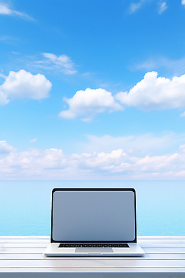 JPG 구름 편집이미지 바다 탁자 하늘 휴가 휴식 사람없음 노트북 업무 디지털노마드 워라밸 워케이션 편집실사 AI포토 AI콘텐츠 자연요소 가구 컨셉 비즈니스 정보기술 전자제품 작업 CG 신조어 파일형식