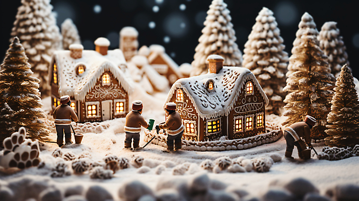 JPG 나무 편집이미지 겨울 주택 풍경 사람없음 빛 마을 미니어처 눈내림 진저쿠키 편집실사 AI포토 AI콘텐츠 식물 계절 눈_날씨 건물 모형 쿠키 CG 파일형식