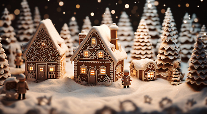 JPG 나무 편집이미지 겨울 주택 풍경 사람없음 빛 마을 미니어처 눈내림 진저쿠키 편집실사 AI포토 AI콘텐츠 식물 계절 눈_날씨 건물 모형 쿠키 CG 파일형식