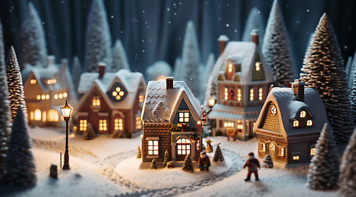 JPG 나무 편집이미지 겨울 가로등 주택 풍경 사람없음 빛 마을 미니어처 눈내림 진저쿠키 편집실사 AI포토 AI콘텐츠 식물 계절 공공시설 눈_날씨 건물 모형 쿠키 CG 파일형식