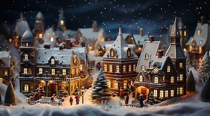 JPG 나무 편집이미지 겨울 주택 풍경 사람없음 빛 마을 미니어처 눈내림 진저쿠키 편집실사 AI포토 AI콘텐츠 식물 계절 눈_날씨 건물 모형 쿠키 CG 파일형식