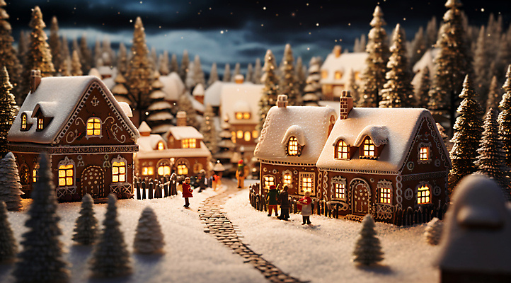 JPG 나무 편집이미지 겨울 주택 풍경 사람없음 빛 마을 미니어처 눈내림 진저쿠키 편집실사 AI포토 AI콘텐츠 식물 계절 눈_날씨 건물 모형 쿠키 CG 파일형식