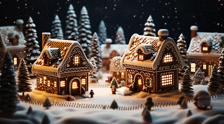 JPG 나무 편집이미지 겨울 주택 풍경 사람없음 빛 마을 미니어처 눈내림 진저쿠키 편집실사 AI포토 AI콘텐츠 식물 계절 눈_날씨 건물 모형 쿠키 CG 파일형식