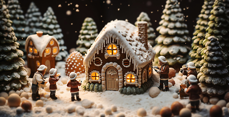 JPG 나무 편집이미지 겨울 주택 풍경 사람없음 빛 마을 미니어처 눈내림 진저쿠키 편집실사 AI포토 AI콘텐츠 식물 계절 눈_날씨 건물 모형 쿠키 CG 파일형식