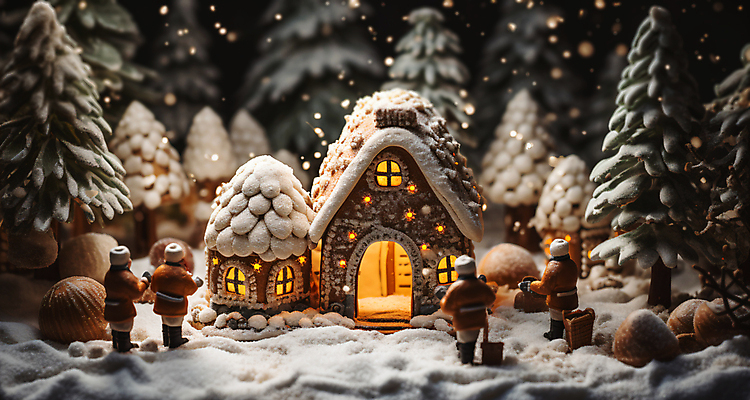 JPG 나무 편집이미지 겨울 주택 풍경 사람없음 빛 마을 미니어처 눈내림 진저쿠키 편집실사 AI포토 AI콘텐츠 식물 계절 눈_날씨 건물 모형 쿠키 CG 파일형식