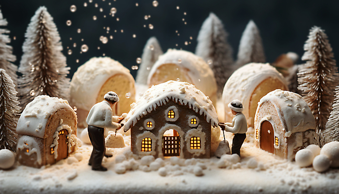 JPG 나무 편집이미지 겨울 주택 풍경 사람없음 빛 마을 미니어처 눈내림 진저쿠키 편집실사 AI포토 AI콘텐츠 식물 계절 눈_날씨 건물 모형 쿠키 CG 파일형식