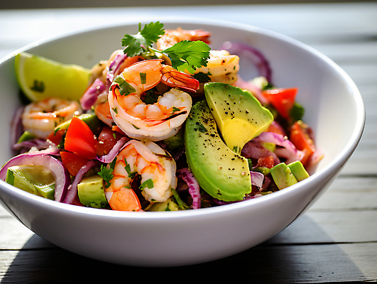 JPG 편집이미지 그릇 요리 사람없음 식사 디지털합성 새우요리 쉬림프샐러드 편집실사 AI포토 AI콘텐츠 식기 음식 새우 샐러드 CG 파일형식