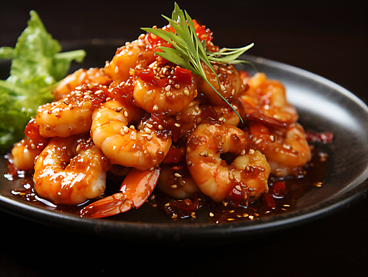 JPG 편집이미지 접시 요리 사람없음 식사 디지털합성 새우요리 칠리새우 편집실사 AI포토 AI콘텐츠 식기 음식 새우 CG 파일형식