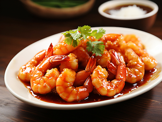 JPG 편집이미지 접시 요리 사람없음 식사 디지털합성 새우요리 칠리새우 편집실사 AI포토 AI콘텐츠 식기 음식 새우 CG 파일형식