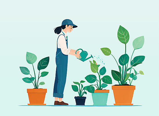 전신 PSD 라이프스타일 여자 화분 잎 일러스트 휴식 한명 들기 성인 초록색 물뿌리개 풀 물주기 원예 감성 돌봄 성인여자한명만 플랜테리어 홈가드닝 반려식물 국내일러스트 식물 1 컬러 컨셉 모션 사람 취미 생활 인테리어 여자한명만 성인여자만 파일형식