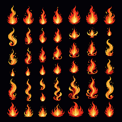 일러스트 불꽃 사람없음 그래픽 빛 세트 주황색 다양 효과 국내일러스트 AI파일 컬러 다수 불 파일형식 벡터