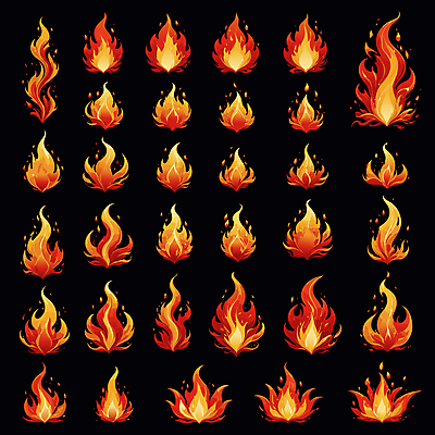 일러스트 불꽃 사람없음 그래픽 빛 세트 주황색 다양 효과 국내일러스트 AI파일 컬러 다수 불 파일형식 벡터