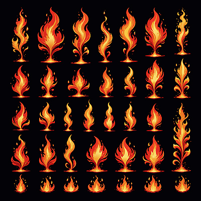 일러스트 불꽃 사람없음 그래픽 빛 세트 주황색 다양 효과 국내일러스트 AI파일 컬러 다수 불 파일형식 벡터