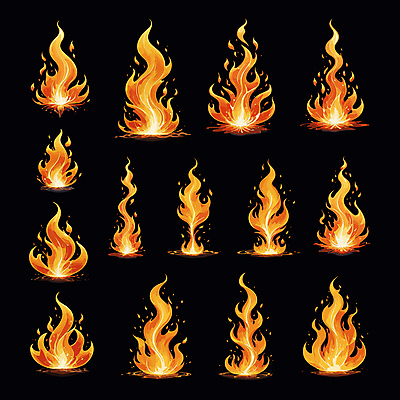 일러스트 불꽃 사람없음 그래픽 빛 세트 주황색 다양 효과 국내일러스트 AI파일 컬러 다수 불 파일형식 벡터
