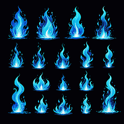 일러스트 불꽃 사람없음 그래픽 파란색 빛 세트 다양 효과 국내일러스트 AI파일 컬러 다수 불 파일형식 벡터