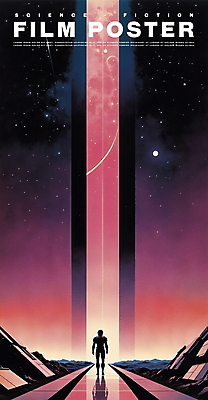 전신 PSD 포스터 일러스트 하늘 미래 한명 성인 빛 판타지 우주 보라색 도시 빈티지 영화 복고 섬광 성인한명만 SF 국내일러스트 1 컬러 컨셉 상상 문화예술 사람 성인만 파일형식