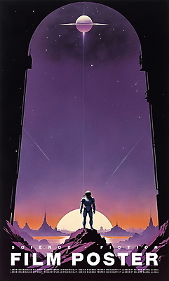 전신 PSD 포스터 일러스트 하늘 미래 한명 성인 빛 판타지 우주 보라색 행성 빈티지 영화 복고 성인한명만 SF 국내일러스트 1 컬러 컨셉 상상 문화예술 사람 성인만 파일형식