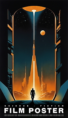 전신 PSD 포스터 일러스트 하늘 미래 한명 성인 파란색 빛 판타지 우주 주황색 도시 빈티지 영화 복고 섬광 성인한명만 SF 국내일러스트 1 컬러 컨셉 상상 문화예술 사람 성인만 파일형식