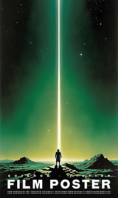 전신 PSD 포스터 일러스트 하늘 미래 한명 성인 초록색 빛 판타지 우주 빈티지 영화 복고 섬광 성인한명만 SF 국내일러스트 1 컬러 컨셉 상상 문화예술 사람 성인만 파일형식