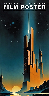 PSD 포스터 일러스트 하늘 미래 사람없음 빛 판타지 우주 도시 빈티지 영화 복고 섬광 SF 국내일러스트 컨셉 상상 문화예술 파일형식