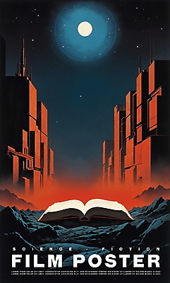 PSD 포스터 일러스트 하늘 미래 사람없음 책 빛 판타지 우주 도시 빈티지 영화 복고 SF 국내일러스트 컨셉 상상 문화예술 파일형식