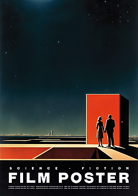 전신 PSD 여자 남자 실루엣 포스터 일러스트 하늘 성인 두명 건물 판타지 문 도시 빈티지 영화 복고 성인만 SF 국내일러스트 건축물 컨셉 상상 문화예술 촬영기법 사람 파일형식