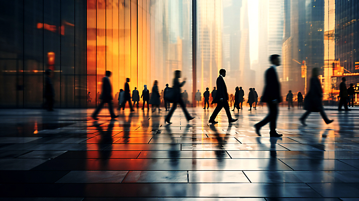 JPG 편집이미지 실루엣 산업 비즈니스 거리 사람 여러명 성인 건물 걷기 도시 디지털합성 출근 장노출 성인만 편집실사 AI인물포토 AI콘텐츠 건축물 다수 모션 촬영기법 CG 출퇴근 파일형식 AI포토