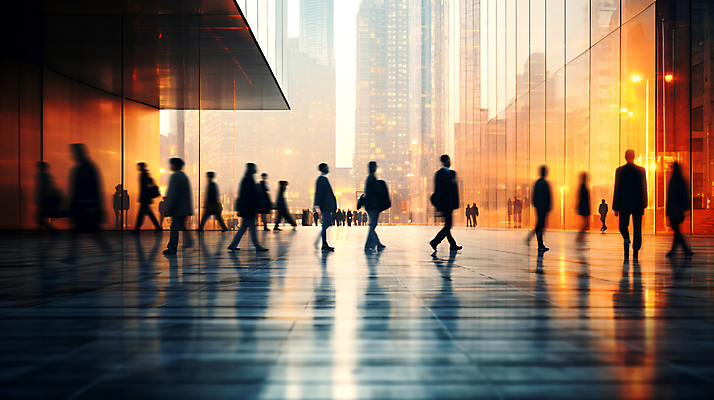 JPG 편집이미지 실루엣 산업 비즈니스 거리 사람 여러명 성인 건물 걷기 도시 디지털합성 출근 장노출 성인만 편집실사 AI인물포토 AI콘텐츠 건축물 다수 모션 촬영기법 CG 출퇴근 파일형식 AI포토