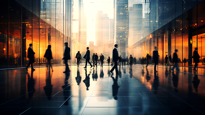 JPG 편집이미지 실루엣 산업 비즈니스 거리 사람 여러명 성인 건물 걷기 도시 디지털합성 출근 장노출 성인만 편집실사 AI인물포토 AI콘텐츠 건축물 다수 모션 촬영기법 CG 출퇴근 파일형식 AI포토