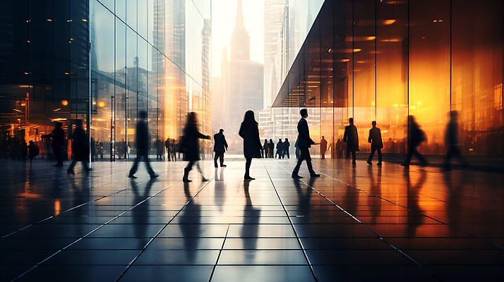 JPG 편집이미지 실루엣 산업 비즈니스 거리 사람 여러명 성인 건물 걷기 도시 디지털합성 출근 장노출 성인만 편집실사 AI인물포토 AI콘텐츠 건축물 다수 모션 촬영기법 CG 출퇴근 파일형식 AI포토