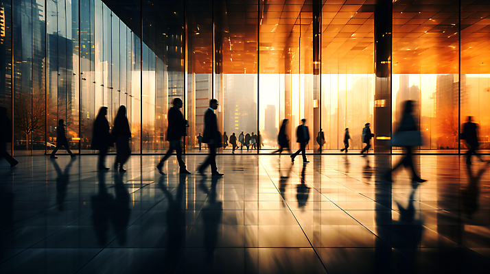 JPG 편집이미지 실루엣 산업 비즈니스 거리 사람 여러명 성인 건물 걷기 도시 디지털합성 출근 장노출 성인만 편집실사 AI인물포토 AI콘텐츠 건축물 다수 모션 촬영기법 CG 출퇴근 파일형식 AI포토