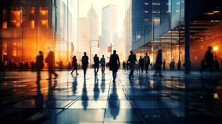 JPG 편집이미지 실루엣 산업 비즈니스 거리 사람 여러명 성인 건물 걷기 도시 디지털합성 출근 장노출 성인만 편집실사 AI인물포토 AI콘텐츠 건축물 다수 모션 촬영기법 CG 출퇴근 파일형식 AI포토