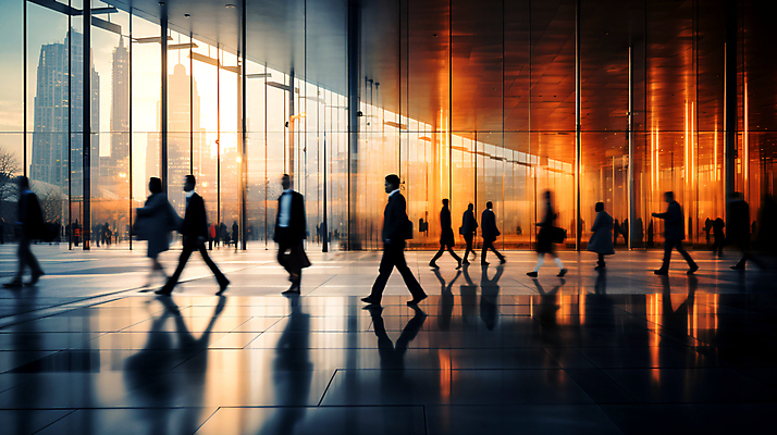 JPG 편집이미지 실루엣 산업 비즈니스 거리 사람 여러명 성인 건물 걷기 도시 디지털합성 출근 장노출 성인만 편집실사 AI인물포토 AI콘텐츠 건축물 다수 모션 촬영기법 CG 출퇴근 파일형식 AI포토