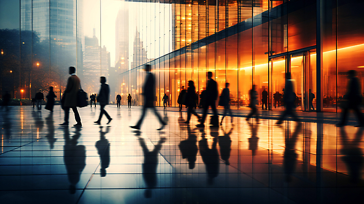 JPG 편집이미지 실루엣 산업 비즈니스 거리 사람 여러명 성인 건물 걷기 도시 디지털합성 출근 장노출 성인만 편집실사 AI인물포토 AI콘텐츠 건축물 다수 모션 촬영기법 CG 출퇴근 파일형식 AI포토
