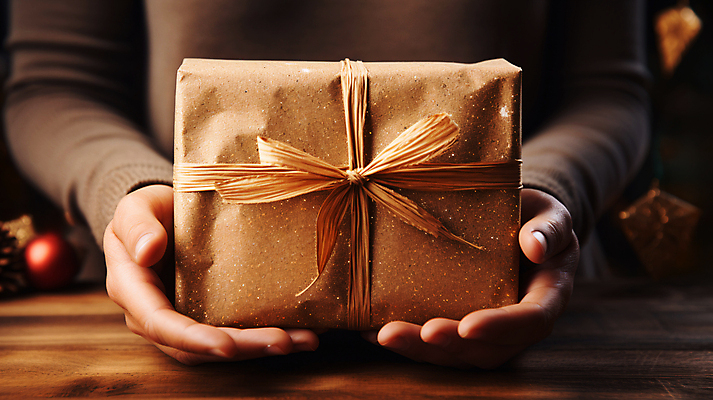 JPG 편집이미지 손 리본 종이 크리스마스장식 선물 들기 신체부위 선물상자 베이지색 보케백그라운드 편집실사 AI인물포토 AI콘텐츠 컬러 백그라운드 크리스마스 모션 사람 상자 CG 보케 파일형식 AI포토